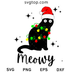 Meowy Christmas SVG, Black Cat Christmas SVG