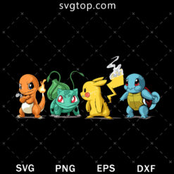 Charmander Bulbasaur Pikachu Squirtle SVG, Pokemon SVG