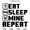 Eat Sleep Mine Repeat SVG, Minecraft SVG