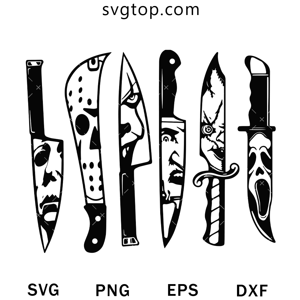 All Horror Characters Knife SVG, Halloween Horror SVG