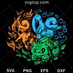 3 Type Pokemon Grass Water Fire SVG, Pokemon SVG