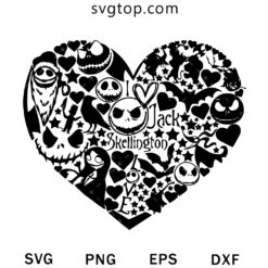 Love Heart Jack Skellington SVG, The Nightmare Before Christmas SVG
