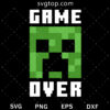 Game Over Minecraft SVG, Minecraft Game SVG