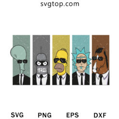 Men In Black Cartoon Characters SVG, Rick and Morty SVG