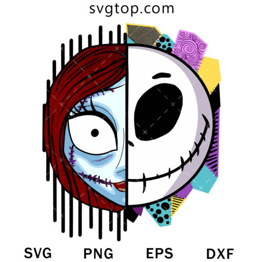 Jack And Sally Face SVG, The Nightmare Before Christmas SVG