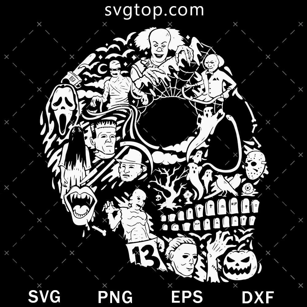 Bundle Halloween Skull SVG, Horror Halloween Skull SVG
