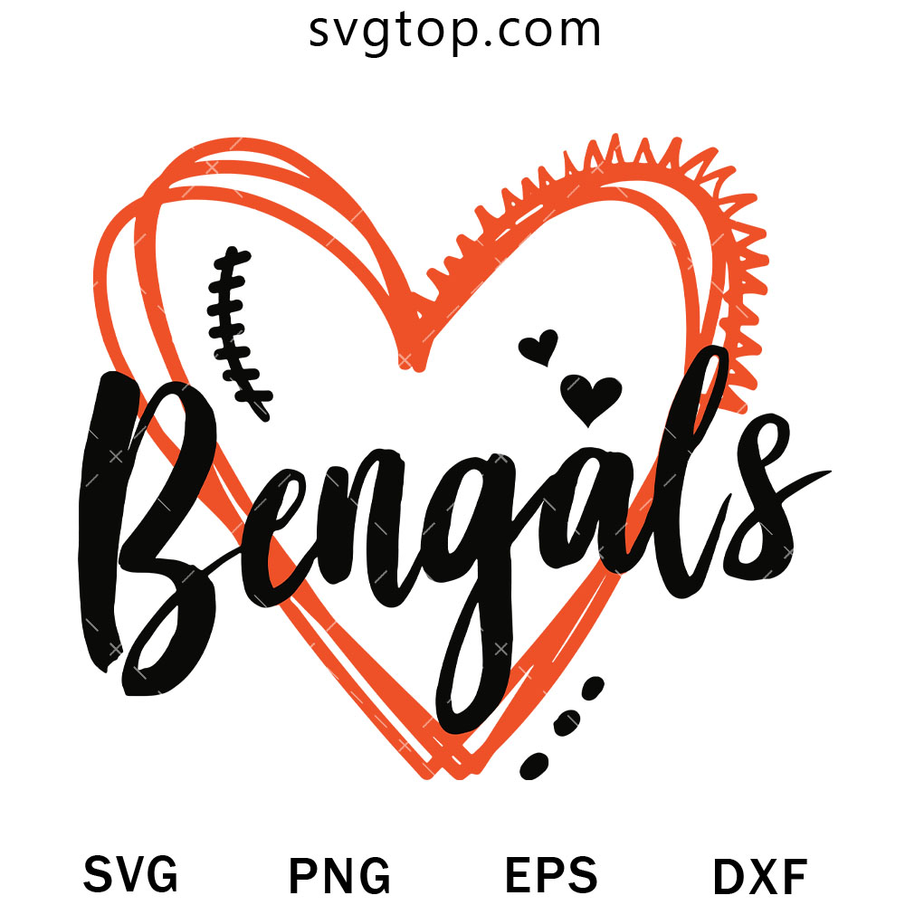 Bengals Heart SVG, Love Bengals SVG